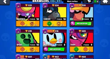 Conta Brawl Stars 16.741 troféus troca nome grátis