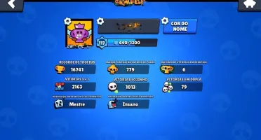 Conta Brawl Stars 16.741 troféus troca nome grátis
