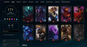 Ouro 3 com TODOS os Champs e 171 Skins ( MAIN ADC )