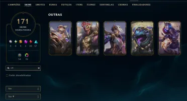 Ouro 3 com TODOS os Champs e 171 Skins ( MAIN ADC )