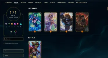 Ouro 3 com TODOS os Champs e 171 Skins ( MAIN ADC )