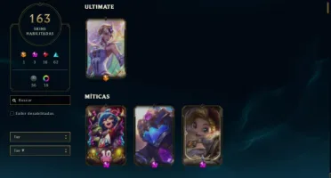 Conta de lol lvl 554 163 skins