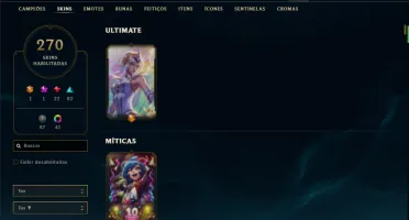 Conta ouro 4 com TODOS os champs e 270 Skins + 1 RARA