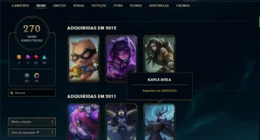Conta ouro 4 com TODOS os champs e 270 Skins + 1 RARA