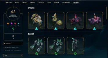 Conta ouro 4 com TODOS os champs e 270 Skins + 1 RARA