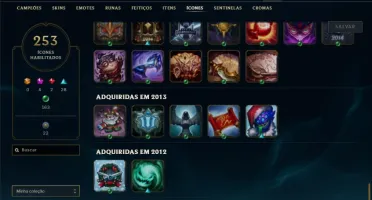 Conta ouro 4 com TODOS os champs e 270 Skins + 1 RARA