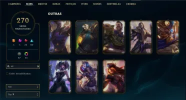 Conta ouro 4 com TODOS os champs e 270 Skins + 1 RARA