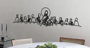 Santa Ceia Vazado em MDF Preto 100 x 25 cm