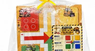 Jogo de Ludo Construção em MDF 28 x 28 cm