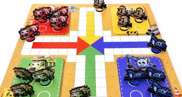Jogo de Ludo Construção em MDF 28 x 28 cm