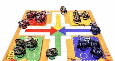 Jogo de Ludo Construção em MDF 28 x 28 cm