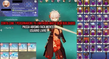 CONTA GENSHIN IMPACT COM 10 PERSONAGENS T5 E 7 LIMITADOS