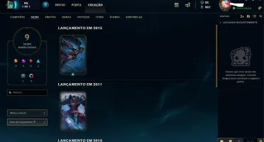 Conta De Lol Diamante V, 42 Campeões E 9 Skins!