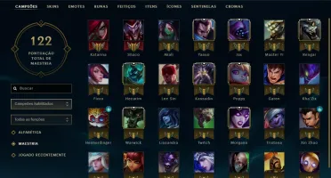 Conta League of Legends Prata 35 Campeões 19 Skins 68 Ícones