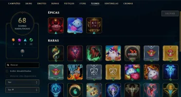 Conta League of Legends Prata 35 Campeões 19 Skins 68 Ícones