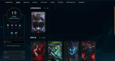 Conta League of Legends Prata 35 Campeões 19 Skins 68 Ícones