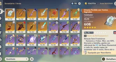 Conta Genshin Impact: AR60 | 21 T5 | 11 ARMAS T5