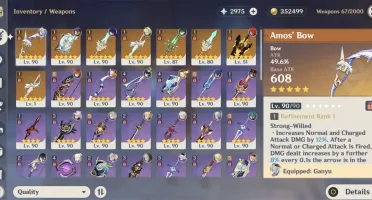 Genshin Impact End Game - 18 personagens T5 / 8 Armas T5