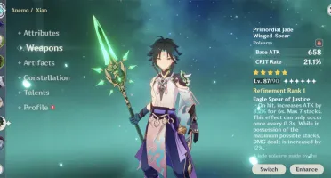 Genshin Impact End Game - 18 personagens T5 / 8 Armas T5