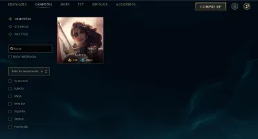 Conta LoL com 167 skins