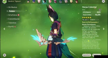 Conta Genshin AR54 com 9 personagens 5* + 5 armas 5*