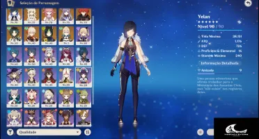 Conta Genshin AR54 com 9 personagens 5* + 5 armas 5*