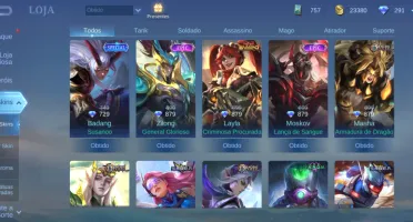 Conta Mobile legends Emblemas full 6 - 74 Heróis - 145 skins