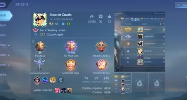 Conta Mobile legends Emblemas full 6 - 74 Heróis - 145 skins