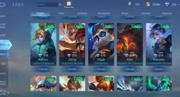 Conta Mobile legends Emblemas full 6 - 74 Heróis - 145 skins