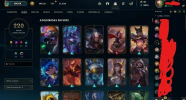 Conta League of Legends Platina 4 Nível 289 220 Skins