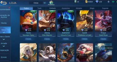 CONTA MOBILE LEGENDS EMBLEMAS UPADOS 40+SKINS E CHAMPS