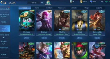 CONTA MOBILE LEGENDS EMBLEMAS UPADOS 40+SKINS E CHAMPS