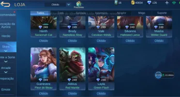 CONTA MOBILE LEGENDS EMBLEMAS UPADOS 40+SKINS E CHAMPS