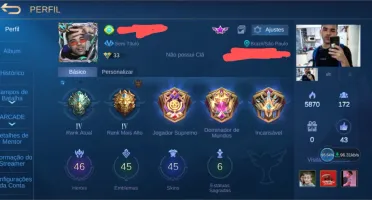 CONTA MOBILE LEGENDS EMBLEMAS UPADOS 40+SKINS E CHAMPS