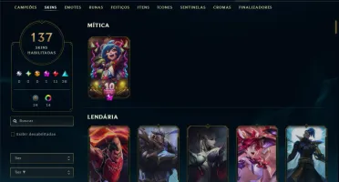 Unranked com 150 Champs e 137 Skins ( JG / SUP / MID )