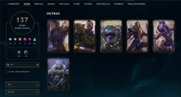 Unranked com 150 Champs e 137 Skins ( JG / SUP / MID )