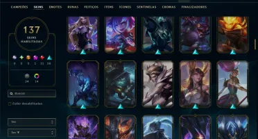 Unranked com 150 Champs e 137 Skins ( JG / SUP / MID )