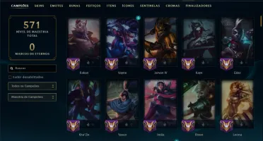 Unranked com 150 Champs e 137 Skins ( JG / SUP / MID )