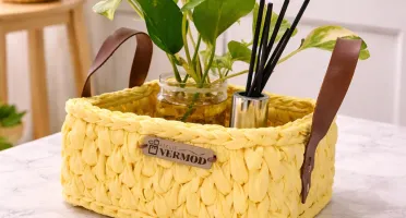 Cesto de Crochê Quadrado Flávia
