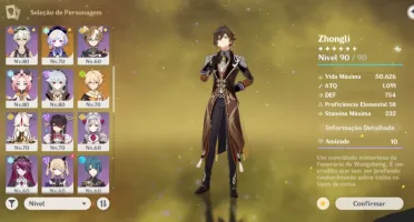Conta Ar56 Com Zhongli,Venti,Ayaka,Kazuha. 11 Tier5 no total