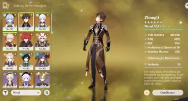 Conta Ar56 Com Zhongli,Venti,Ayaka,Kazuha. 11 Tier5 no total
