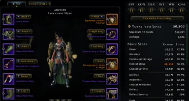 Conta neverwinter, personagens com 50k+ item lvl