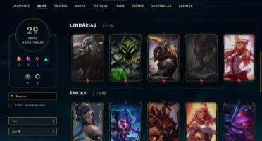 CONTA LEAGUE OF LEGENDS, ÚNICO DONO, 29 SKINS, 55 CHAMP.