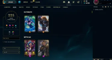 [LOL-BR] Conta level 720 + 225 skins + 40 Chromas e etc