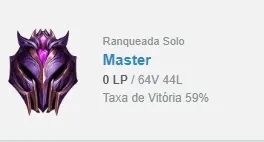 Conta LOL Mestre high elo (pode trocar o email)
