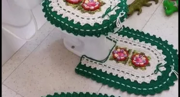 🌼 Jogo de Tapetes para Banheiro em Crochê 🌼