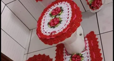 🌼 Jogo de Tapetes para Banheiro em Crochê 🌼