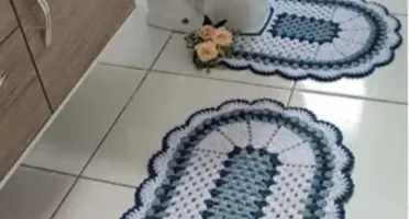 🌼 Jogo de Tapetes para Banheiro em Crochê 🌼
