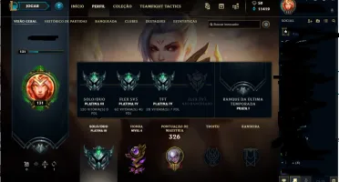 CONTA LVL 131 PLATINA 3 68 CAMPEÕES E 48 SKINS E 1 PRESTIGIO