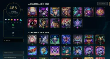 Conta League of Legends / lvl 856 / 393 skins / Platina 1